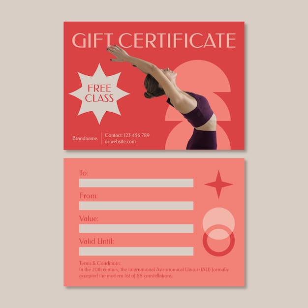 pilates  gift certificate template design