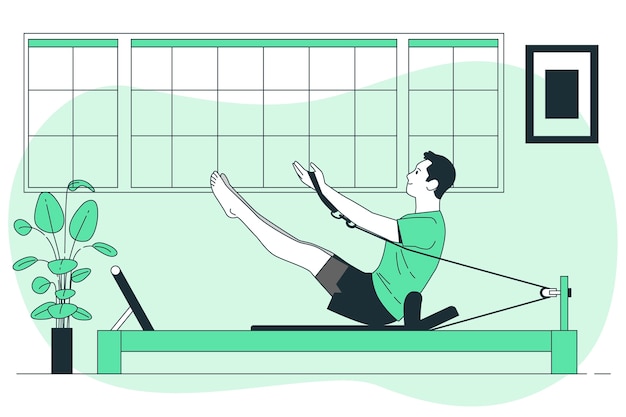 Vettore gratuito il concetto di illustrazione del riformatore di pilates