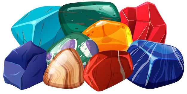 Free vector pile of gemstones and crystals