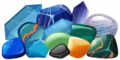 Free vector pile of gemstones and crystals