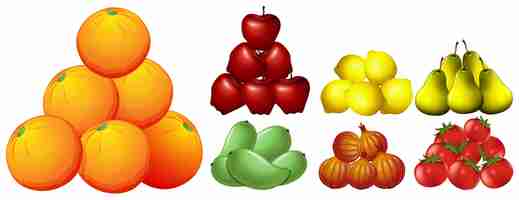 Free vector piles of different kinds of fruits illustration