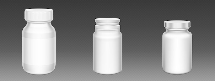 Free Vector pill bottles 3d set isolated on transparent