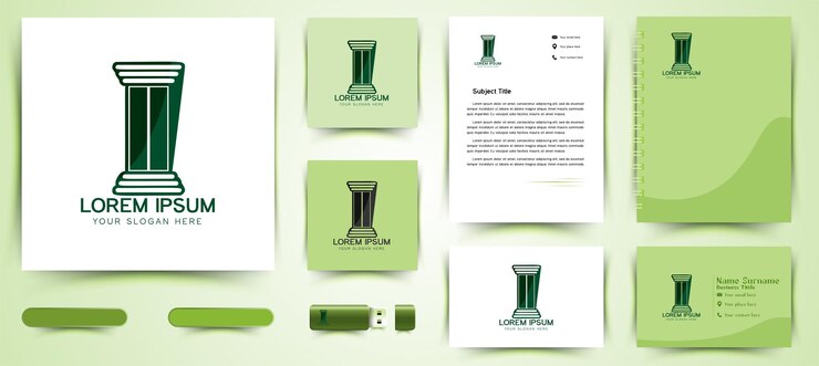 Free Vector pillar, law logo and business card branding template designs inspiration isolated on white background