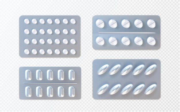 무료 벡터 포일 블리스터 패키지 모형의 알약과