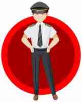 Free vector pilot standing on red background