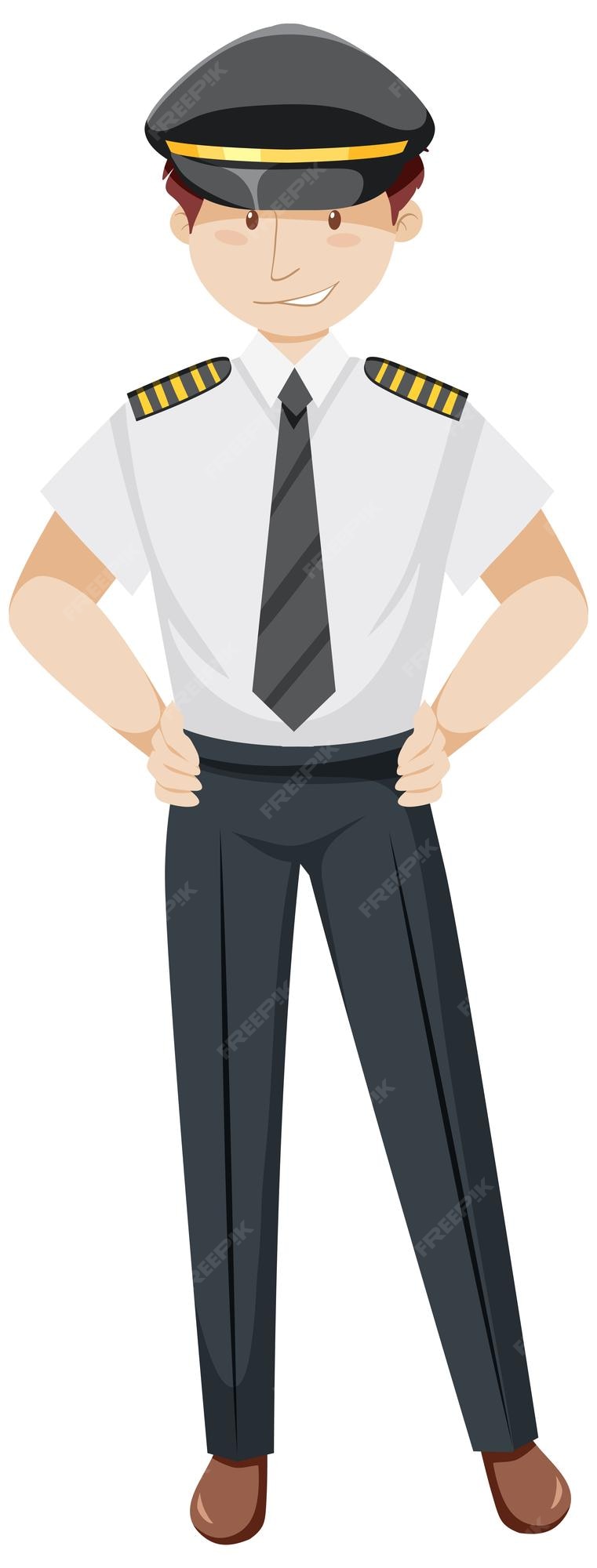 Free Vector | A pilot in uniform cartoon character Free Vector | A pilot in uniform cartoon character