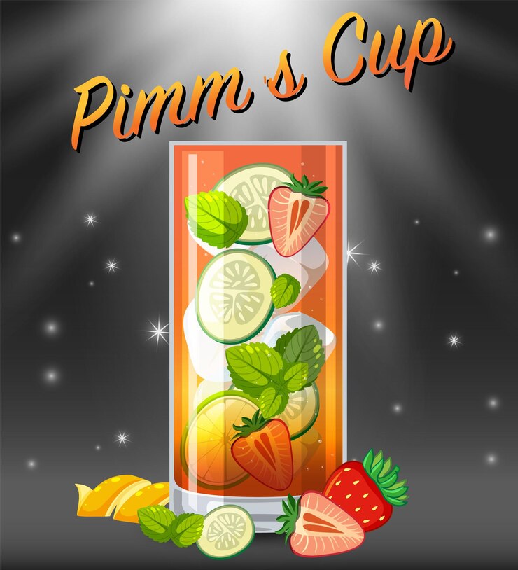 मुफ़्त वेक्टर pimm's cup cocktail in the glass on sparkling background