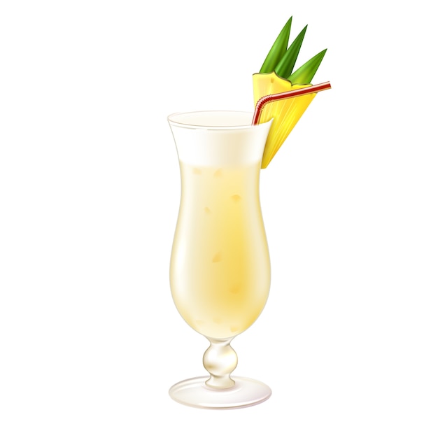 Бесплатное векторное изображение pina colada коктейль реалистичный