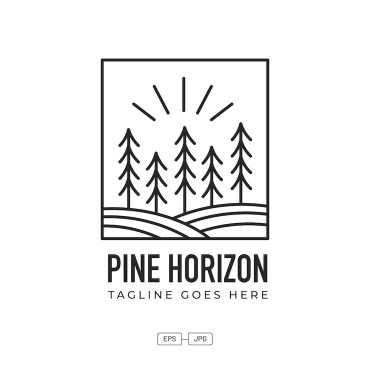 Free Vector pine horizon vector logo design