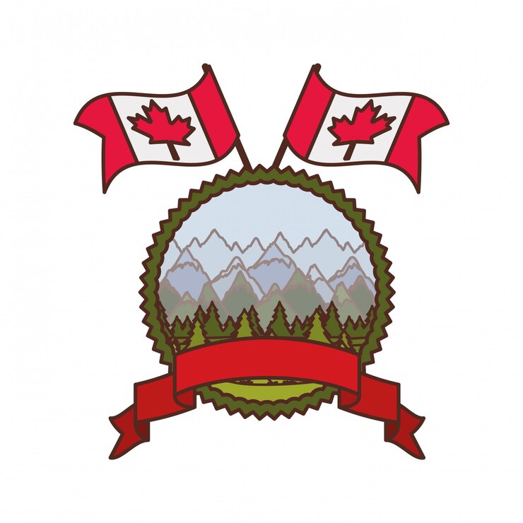 मुफ़्त वेक्टर pine tree label and canada symbol
