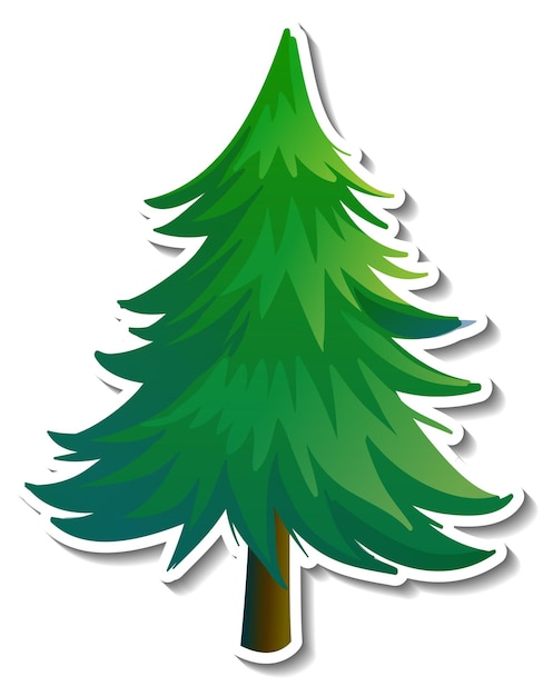 Free vector pine tree sticker on white background