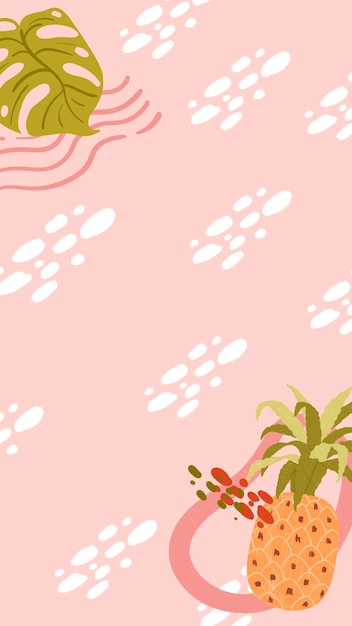 Free Vector pineapple frame on a pink background design vector