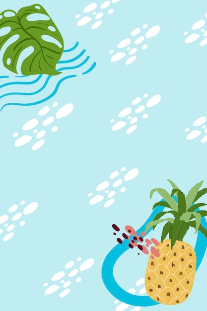 Free vector pineapple frame on a sky blue background design