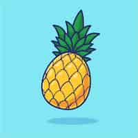 Free vector pineapple fruit floating cartoon vector icon illustration food object icon concept isolated flat