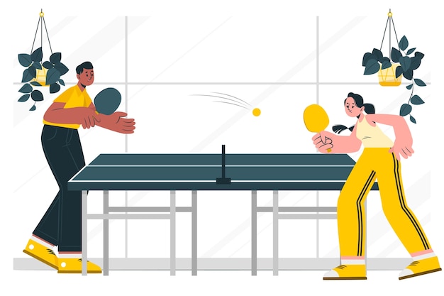 Бесплатное векторное изображение Иллюстрация концепции пинг-понг