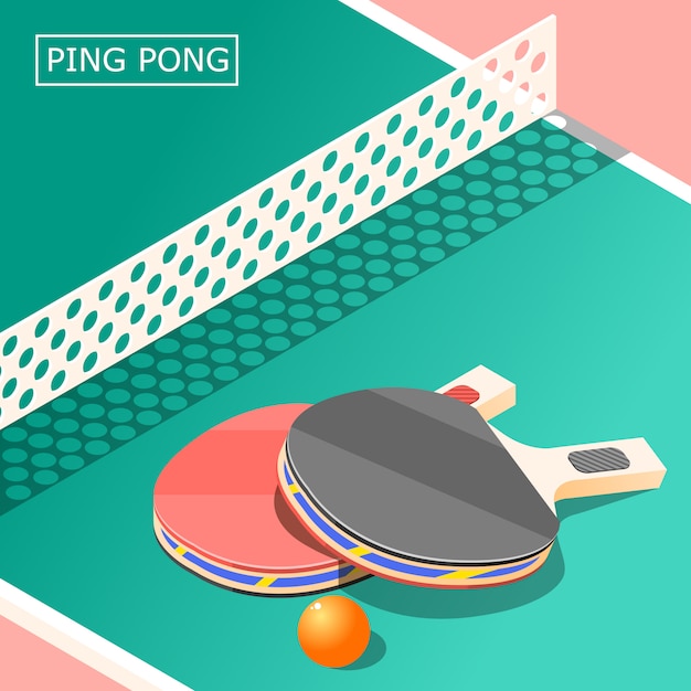 Vettore gratuito ping pong isometrico