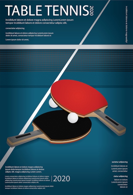 Vettore gratuito illustrazione del modello del manifesto di ping-pong di ping-pong