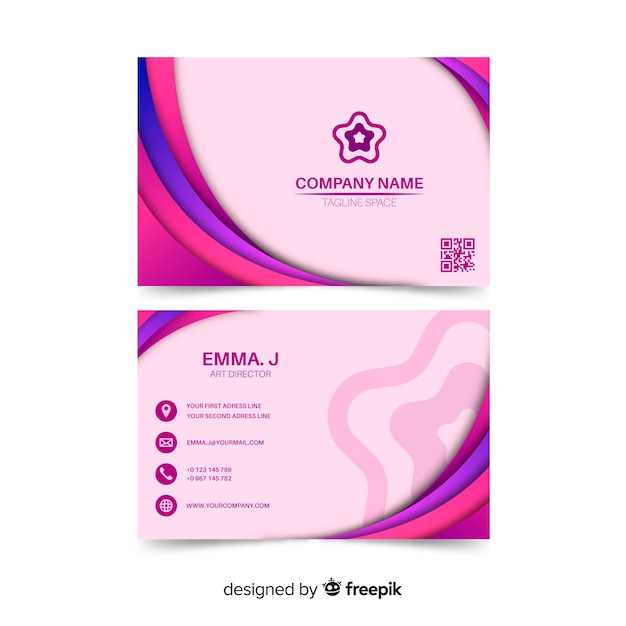 Pink abstract business card template