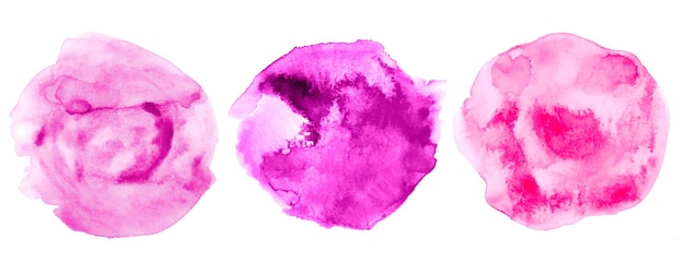 Pink abstract circle watercolor texture frames set