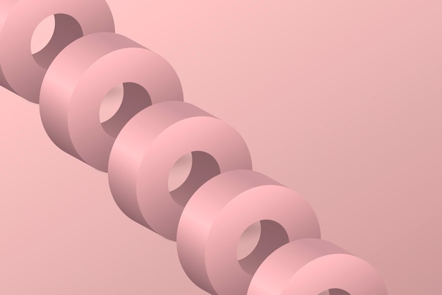 Vettore gratuito sfondo estetico rosa, forma geometrica dell'anello nel vettore 3d