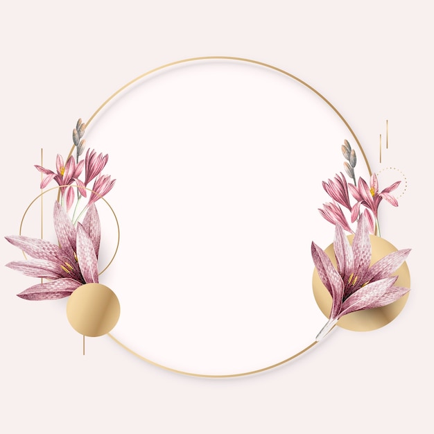 Бесплатное векторное изображение Розовый амариллис с золотой рамкой