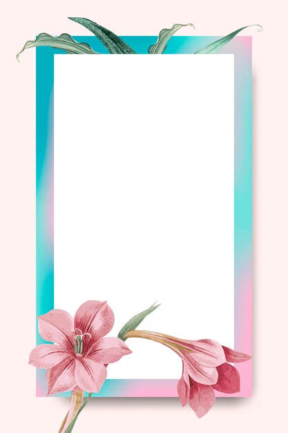 Pink amaryllis on pink and blue frame