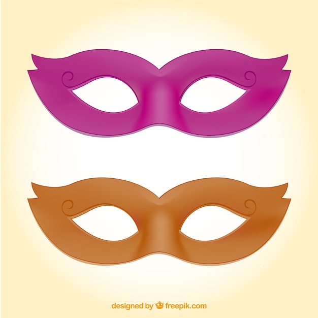 Бесплатное векторное изображение Розовый и оранжевый карнавальные маски