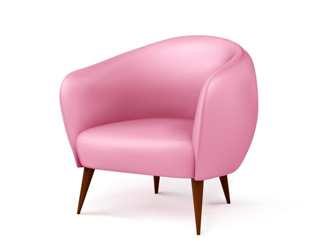 Pink armchair isolated on white background