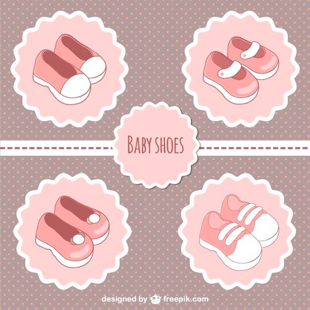 Pink baby shoes labels