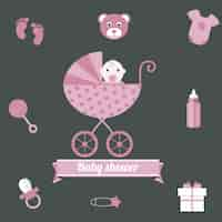 Free vector pink baby shower background for girl