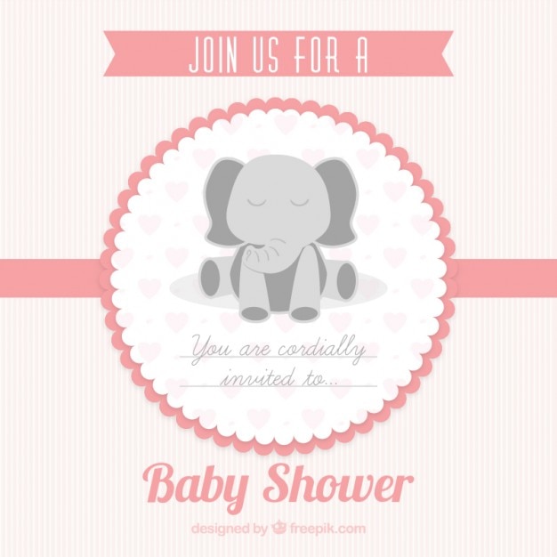 Free vector pink baby shower card for girl