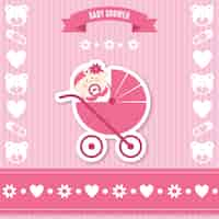 Vettore gratuito rosa baby shower card