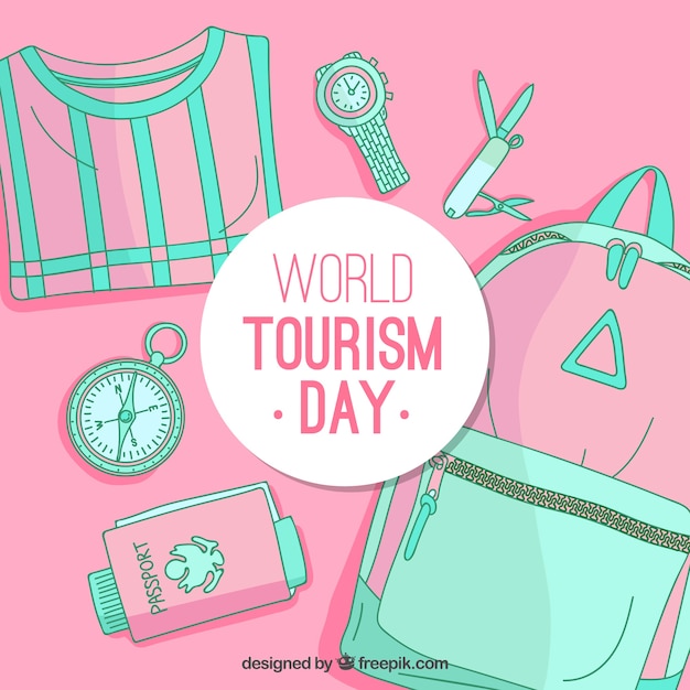 Pink background about world tourism day