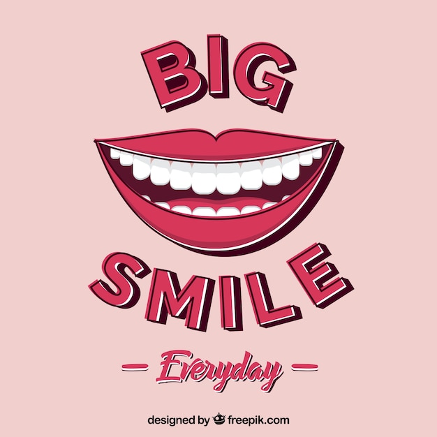 Free vector pink background with a big smile