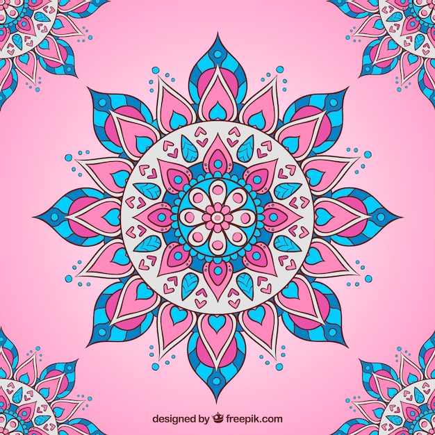 Pink background with flat mandala