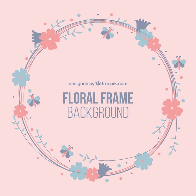 Pink background with floral wreath 