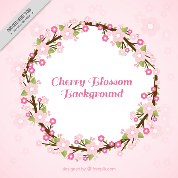 Pink background with floral wreath