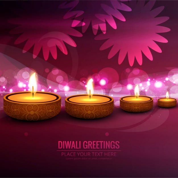 Free vector pink background with lights for diwali