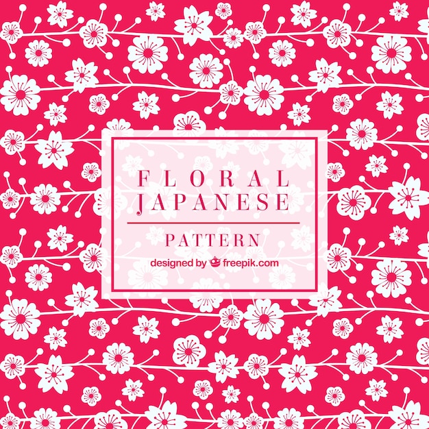 Free vector pink background with white hand drawn japanese flowers