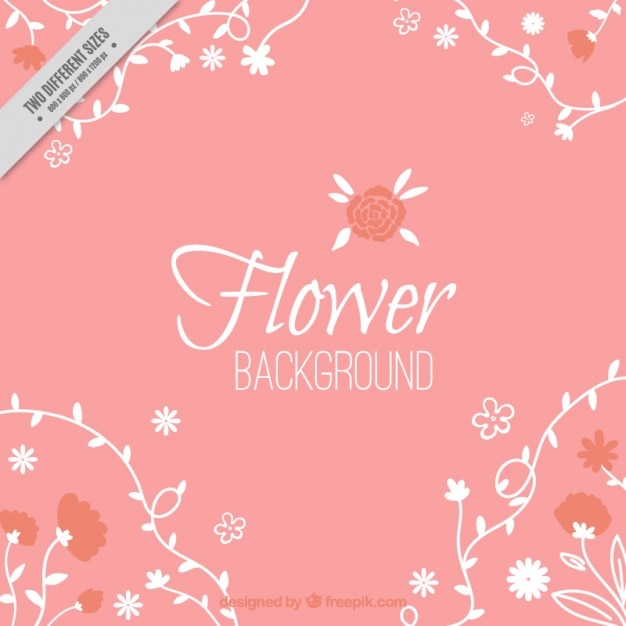 Free vector pink background with white and red flowers