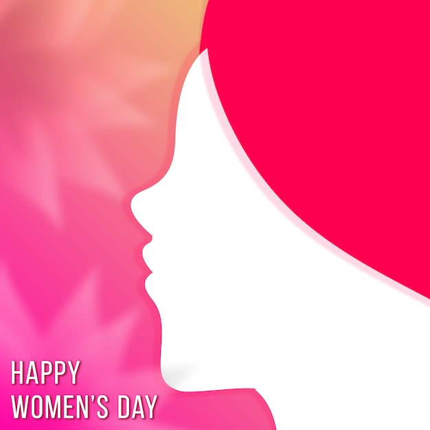 Pink background with a white silhouette for woman's day