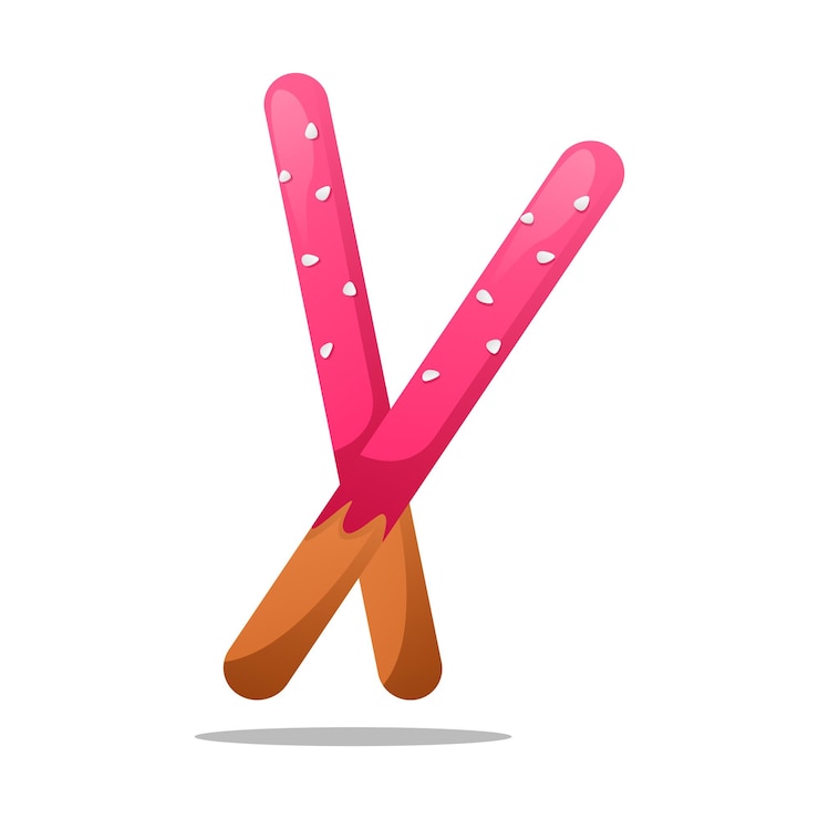 Free Vector a pink bagel with a heart - shaped letter x on it.
