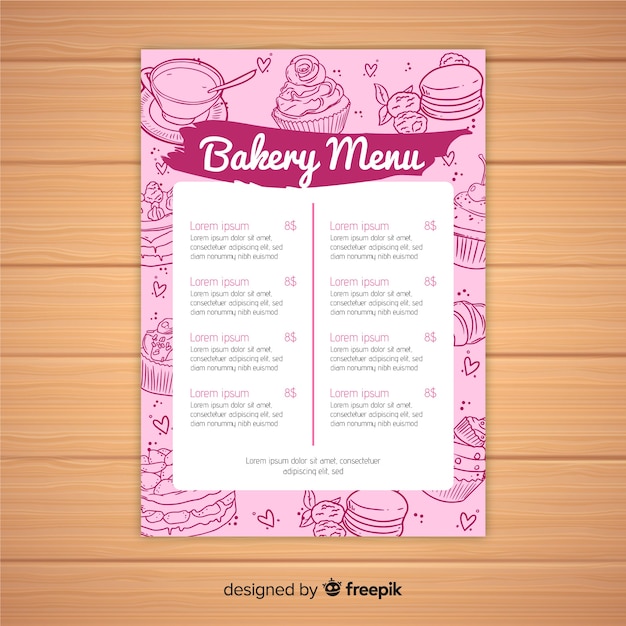 Pink bakery menu template