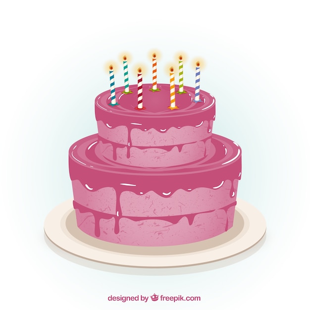 핑크 생일 케이크