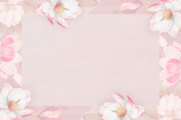 Pink blooming floral frame vector