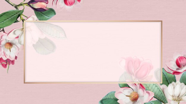 Pink blooming floral frame