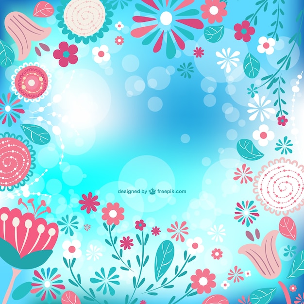 Free vector pink and blue floral spring background