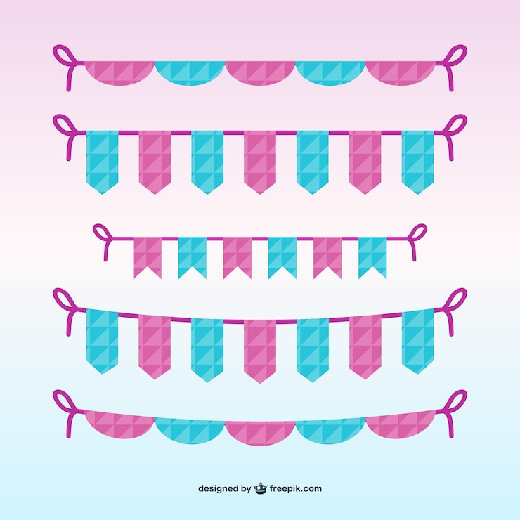 Free Vector pink and blue garland set