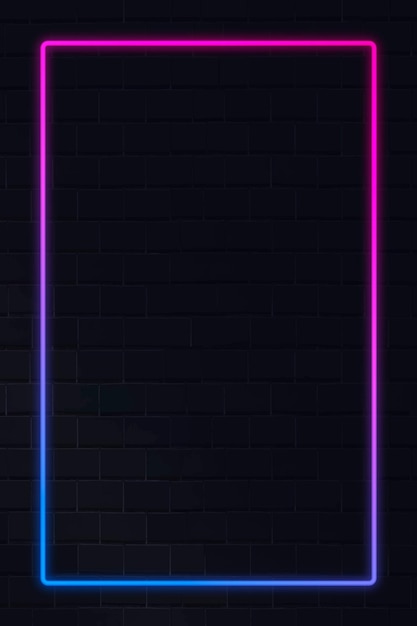 Cornice al neon rosa e blu cornice al neon su uno sfondo scuro vettore