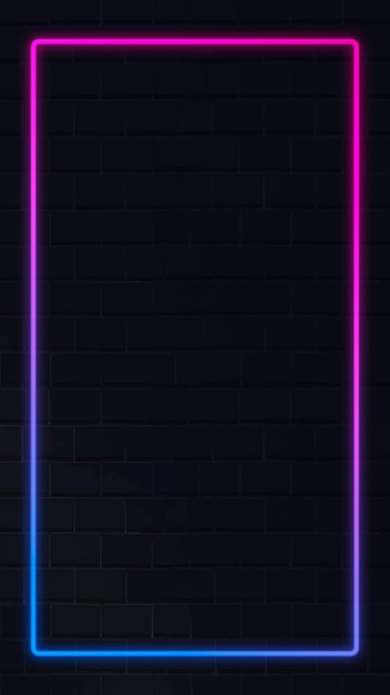 Розово-синяя неоновая рамка неоновая рамка на темном фоне